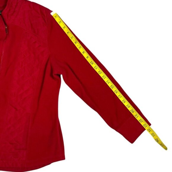 Style & Co Women's Jacket Red Fleece Quilted Zip Up Pockets Coat Red Size XL - Picture 4 of 16
